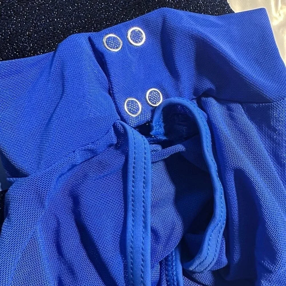 Double Platinum Royal Blue Mesh Long Sleeve Leotard Dance Gymnastics NWT‎ AXS